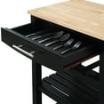 thumbnail image 5 of Convenience Concepts Ellaine 4 Tier Small Butcher Block Kitchen Island Cart with Drawer and Wine Rack, Black/Butcher Block, 5 of 11
