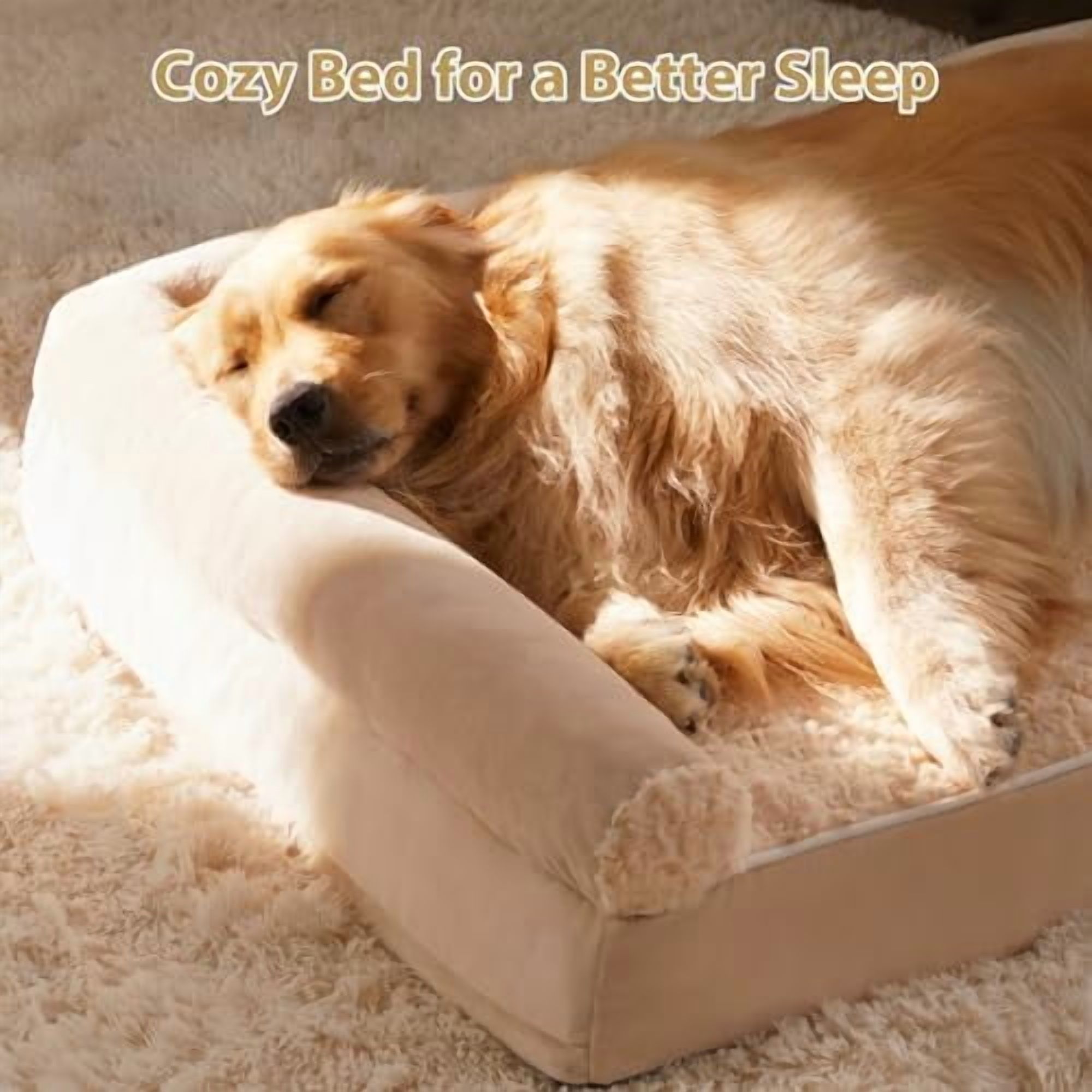 Dog Beds for Large Dogs, Orthopedic Dog Bed for Medium Large Dogs,Big Waterproof Couch Pet Bed with Removable Washable Cover Beige,42"L x 30"W x 7"Th