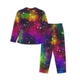 thumbnail image 2 of Goofa Bright Universe Printed Women’s 2 Piece Pajama Set Super,Pajamas Women's Long Sleeve Sleepwear Soft Button Down Loungewear Pjs Lounge Set Nightwear-Small, 2 of 9