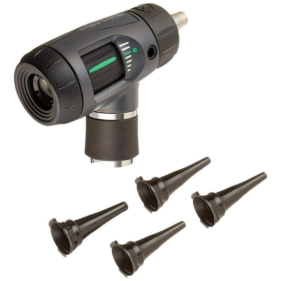 Welch Allyn 23820 MacroView 3.5 V Halogen HPX Fiber-Optic Otoscope with Throat Illuminator, Reusable Ear Specula