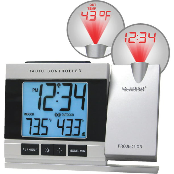 Atomic Projection Electric Alarm Clock, Atomic Projection Alarm Clock With Wireless Temperature Sensor