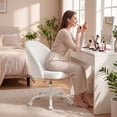 thumbnail image 2 of Homall Home Office Chair Adjustable Vanity Chairs Mid Back Rolling Task Chairs for Bedroom, Living Room or Study, White, 2 of 7