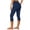 Dark Blue, variant on Conairie Capri Yoga Pants Women Solid Tights Stretchy Lightweight leggings Cozy Soft Casual Tummy Control Running Trousers with Pockets Black L