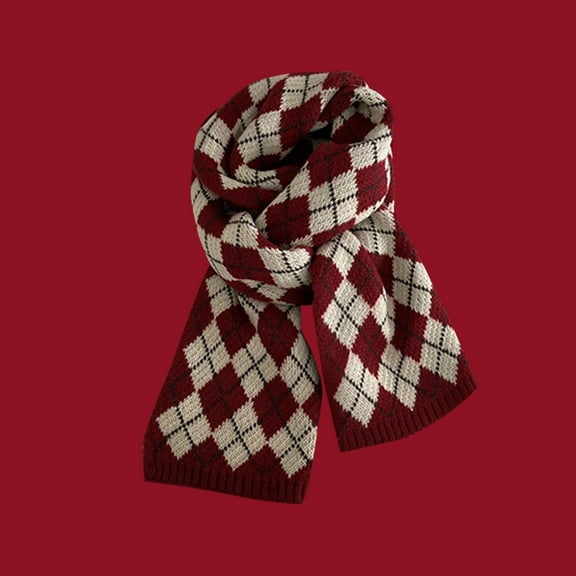 Cxenplz Women Winter Warm Long Scarf Versatile Simple Scarf Warm Scarf Knit Scarf Christmas Printed, Red