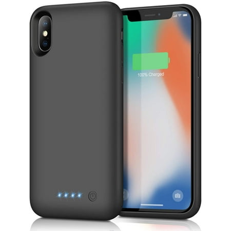 Battery Case for iPhone X/Xs, 5200mAh Slim Portable Rechargeable Battery Charging Case Compatible with iPhone X/Xs (5.8 inch) Extended Battery Charger Case (Black)