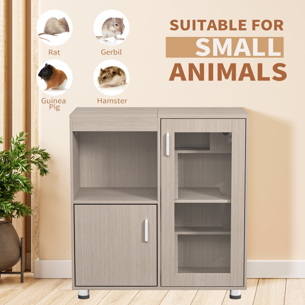 4-Tier X-Large Guinea Pig Cage with Storage Cabinet, Acrylic Windows & Openable Top for Small Pets