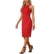 thumbnail image 4 of INSPIRE CHIC Vestido Elegante de Encaje para Mujer con Cuello Halter Sin Mangas Cuerpo Ajustado Cóctel Sheath Midi Rojo S, 4 of 6