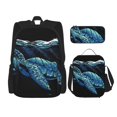 thumbnail image 1 of Disketp Ocean Turtle Mochila Estampada de Gran Capacidad con Lonchera y Estuche, Set de 3 Piezas para Estudiantes, 1 of 7
