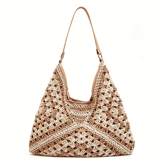 AOMRCOL Straw Bags for Women, Summer Straw Purse Crochet Beach Bag Tote Bag Aesthetic Trendy Straw Shoulder Handbags