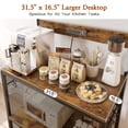 thumbnail image 4 of 31.5" Bakers Rack with Power Outlets, 4-tier Coffee Bar Table, Microwave Stand, 6 S-shaped Hooks, Kitchen Storage Shelf Rack, for Kitchen, Living Room, Rustic Brown, 4 of 8