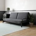 Mainstays Metal Arm Futon, Black Metal Frame with Grey Mattress