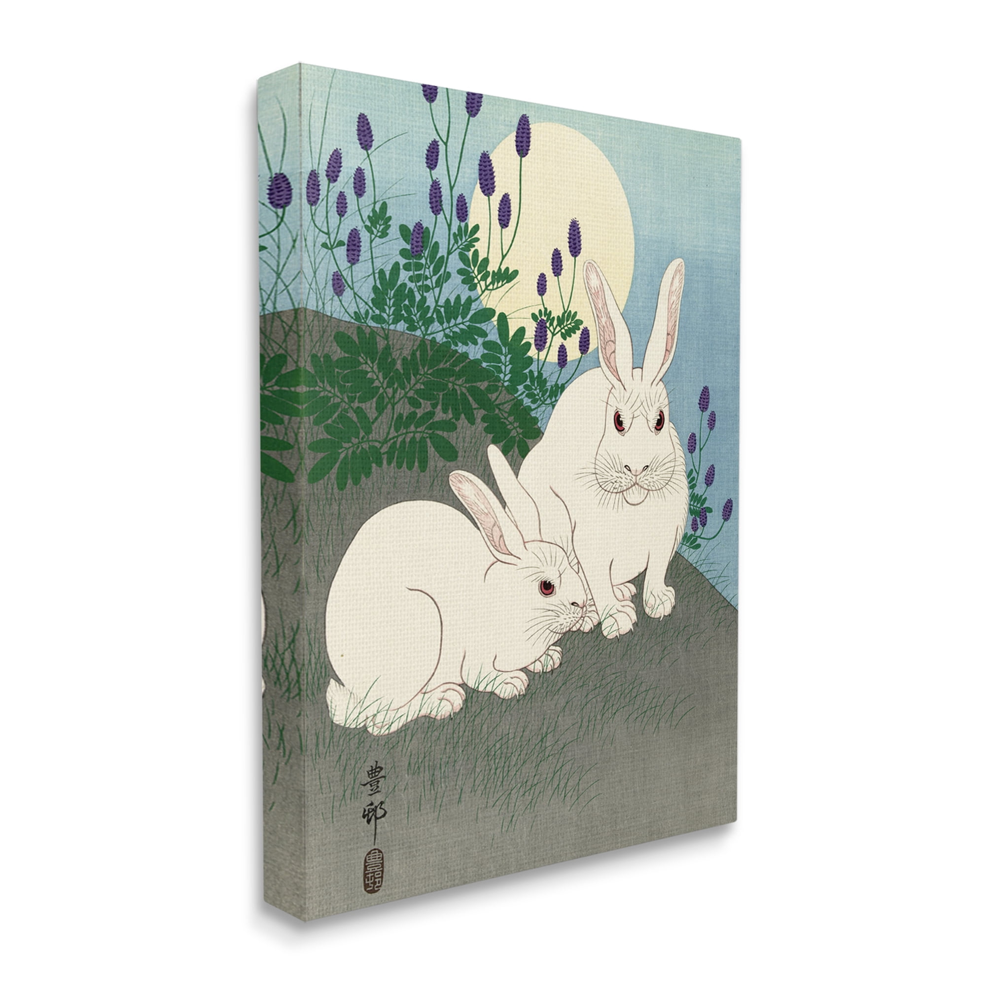 Stupell Industries Konijnen bij Volle Maan Ohara Koson Classic Rabbit Painting Painting Gallery Wrapped Canvas Print Wall Art, Design by one1000paintings