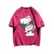 thumbnail image 3 of Camiseta de manga corta de algodón de estilo universitario sencillo para niñas de Hello Kitty, Top holgado con cuello redondo que combina con todo para niños, 3 of 5