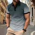 thumbnail image 2 of Mens Manga Corta Botón Abajo Camisas Patchwork Fallow Patrón Cuello Redondo Deportes Top para Diario, 2 of 6