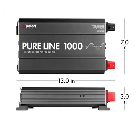 Wagan Tech - Pure Line 1000W Power Inverter - Black