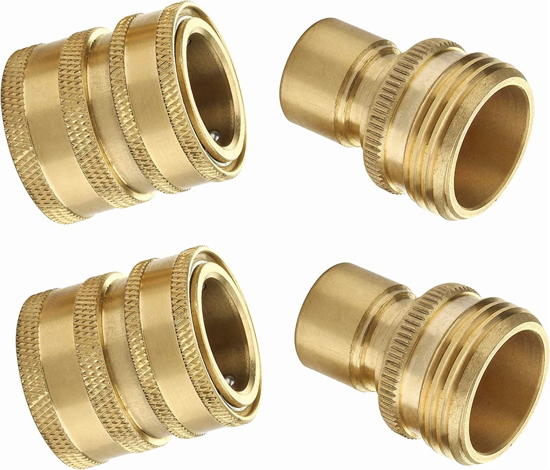 Garden Hose Quick Connect Fittings, 3/4 Inch Ght Solid Brass Quick Connector Set