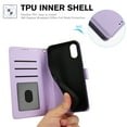 thumbnail image 5 of Allytechgroup Wallet Phone Case for iPhone XR, Built-in Credit Card Slot Shoulder Strap Wrtst Strap PU Leather RFID Blocking Shockproof Full Body Cover for Women Girls, Purple, 5 of 8