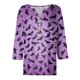 thumbnail image 4 of Camiseta de mujer con estampado de Halloween, botones, manga 3/4, estilo diario, fin de semana, moda básica, escote en V, top regular, 4 of 5