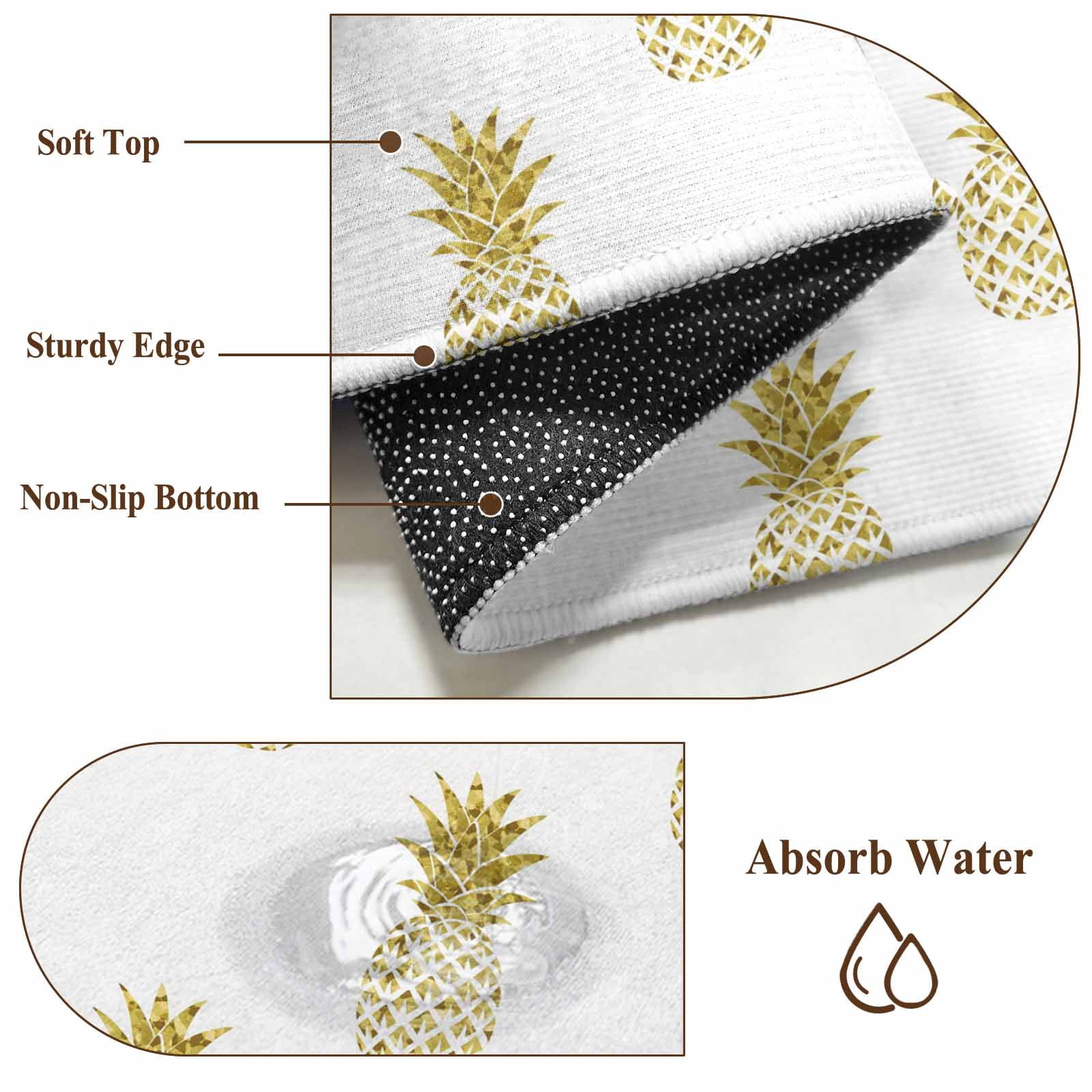 Pineapple Round Area Rug 6Ft Washable Circle Rugs for Bathroom Office, Modern Abstract Yellow Fruits Textured Non-Slip Carpet Floor Mats Indoor Outdoor Carpet Runner Aesthetic Home Decor