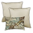 thumbnail image 4 of Set Of Three 18" X 18" Brown And Tan Zippered Paisley Throw Indoor Outdoor Pillow, 4 of 5