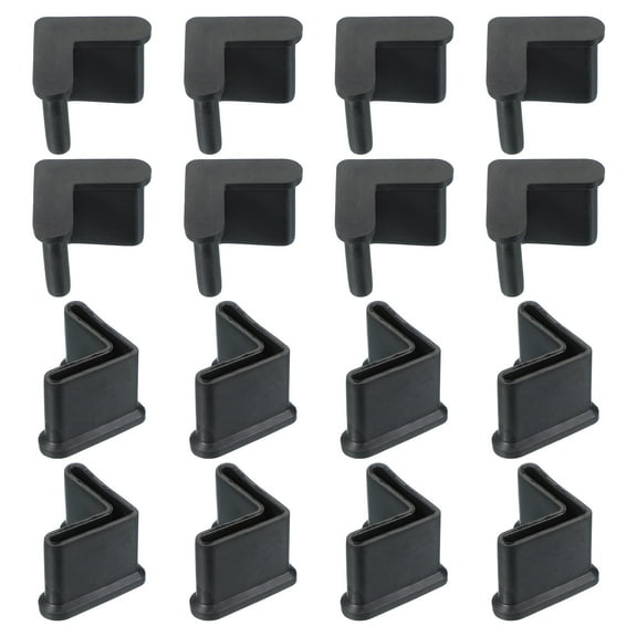 Uxcell L Shape Leg Pads 1" x 1", 16pcs Furniture Leg Cover Protectors L Shaped Rubber Furniture Angle Iron Caps, Black