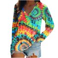 thumbnail image 1 of Camiseta de manga larga estampada con cuello en V suelta informal a la moda para mujer Pompotops  gfhjh20909, 1 of 5