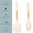 thumbnail image 3 of Juego de 2 herramientas de cocina ergonómicas antirayaduras con mango de madera natural para utensilios de cocina antiadherentes en color crema, 3 of 5