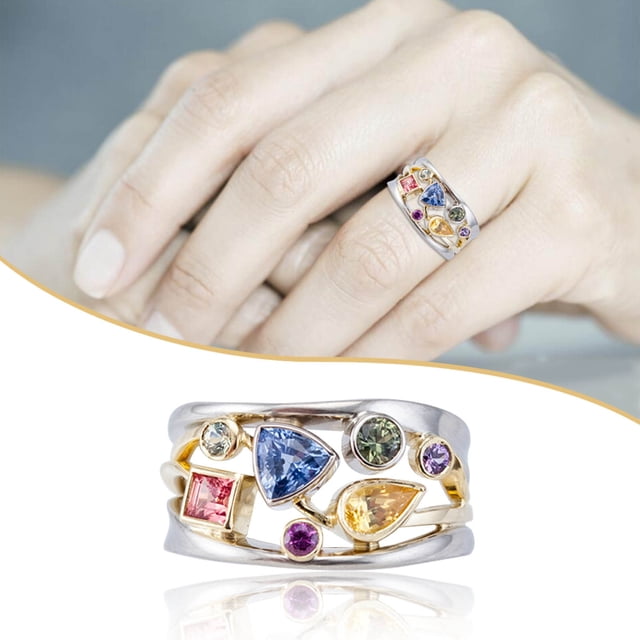 Fiudx Hermosas Joyas de Boda con Flores para Mujer, Tallas 6-10, Hermosas Joyas