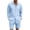 Light Blue, variant on Ohufall Men 2 Piece Outfit Button Turndown Collared Loose Long-sleeve Shirt with Drawstring Elastic Waist Baggy Shorts Suit