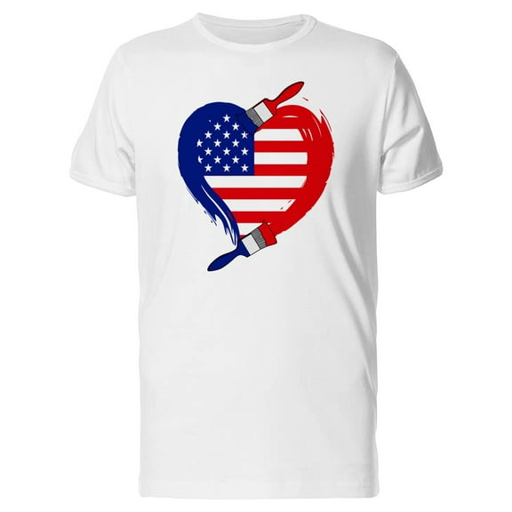 Paintbrush American Flag T-Shirt Men -Image by Shutterstock, Male 3X-Large