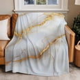 thumbnail image 4 of White Abstract Marble Texture Throw Blankets, Gold Lines Soft Fleece Blanket Decorative for Home Sofa Couch Chair Living Bedroom, 30x40 Inches,, 4 of 8