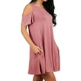thumbnail image 4 of ZXSXSY Women Cold Shoulder Solid Color Party Dress with Pocket, 4 of 6