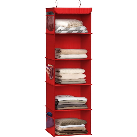 Organizador de armario Simple Houseware, 5 estantes, para colgar, rojo