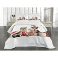 thumbnail image 3 of Ambesonne Christmas Quilted Bedspread Set 3 Pcs, Dog Cat with Presents, Queen Size, White Brown Red, 3 of 5