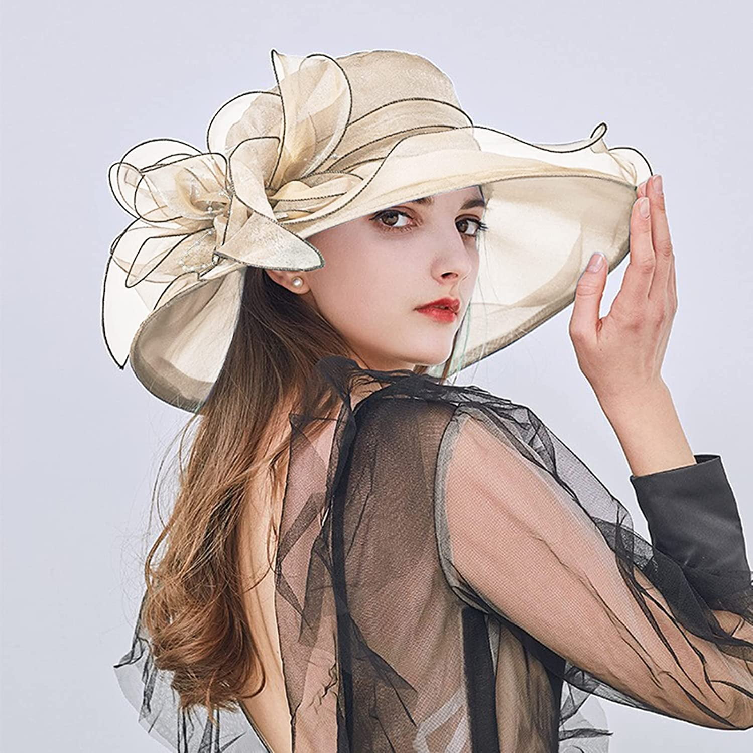 Women Organza Church Derby Fascinator Hats Bowknot Bridal 