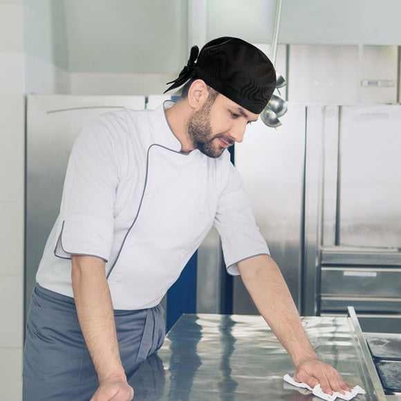 Luxshiny 8Ud Chef Chef Hat Negro Con Cómodo Para Trabajo En Cocina