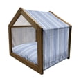thumbnail image 2 of Nordic Pet House, Vertical Geometric Pattern Scandinavian Style Chevron Zigzag Lines Flowers, Outdoor & Indoor Portable Dog Kennel with Pillow and Cover, 5 Sizes, Pale Blue and Blue, by Ambesonne, 2 of 5