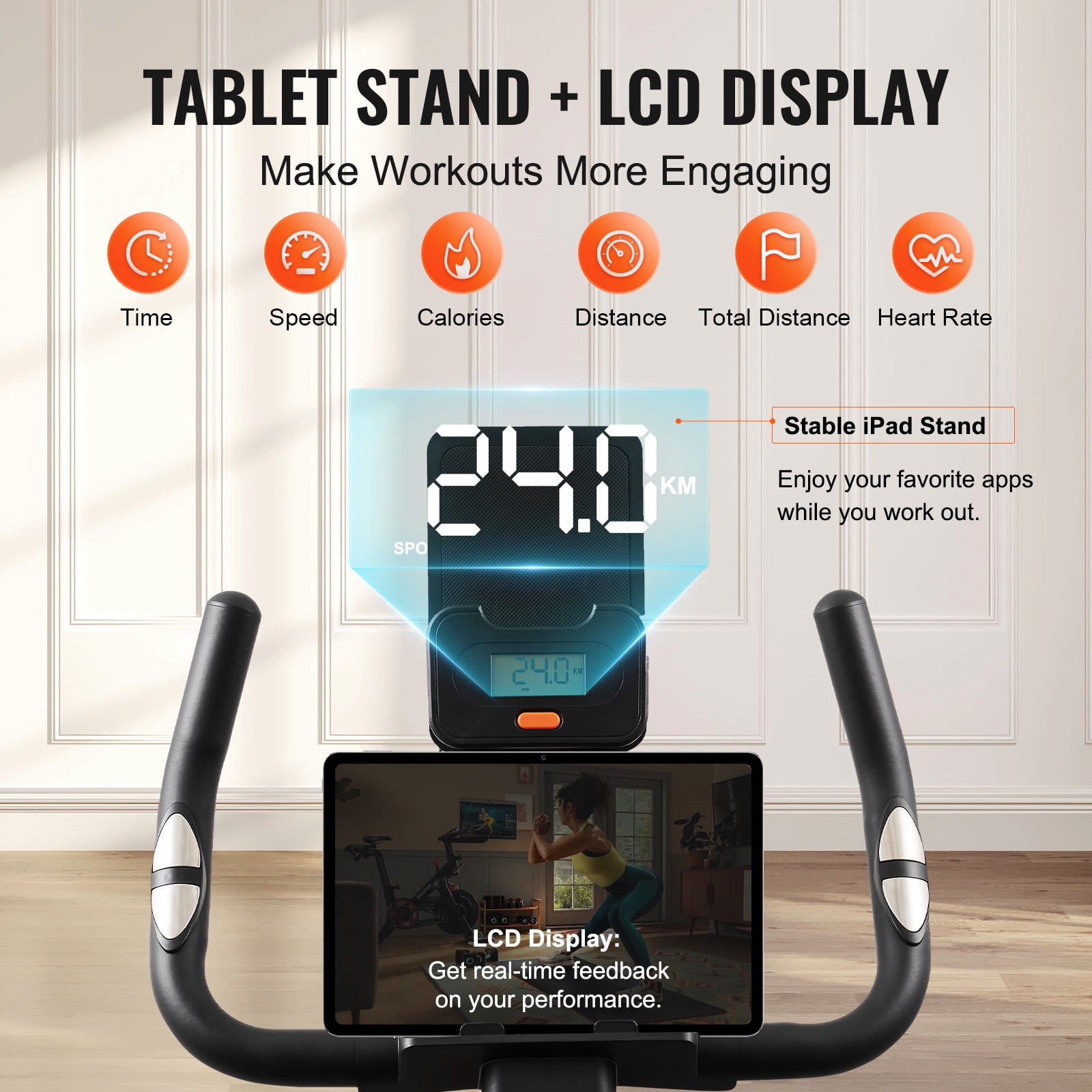 KFFKFF Fitness Bicycle, Home Cardio Adjustable Resistance Trainer, Quiet Belt-Driven Cycle, with Soft Seat, LCD Display, and Durable Flywheel for Indoor Workouts
