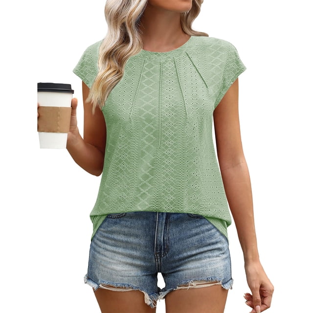 mfyjkho Tops Para Mujer, Blusa Holgada De Manga Corta Con Lentejuelas Y Cuello Redondo Para Mujer Tops Y Blusas Para Mujer L