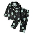 thumbnail image 2 of ZHOGXU Big Kids Boys Pajama Sets Long Sleeve Lapel Cartoon Print Tops And Pants Soft Comfortable Sleepwear Outfits For Daily Wear Green 9-10 Years, 2 of 9