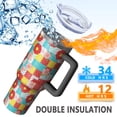 thumbnail image 5 of 40oz Pioneer Flower Floral Print Pattern Insulated Tumbler with Handle, BPA-Free Leak Proof Lid and Straws, Double Wall Vacuum, Hot 12h/Cold 34h, 5 of 6