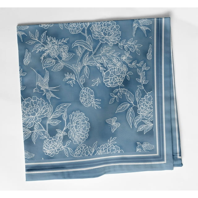 Vargottam Designer Cotton Twill Napkins - Set of 12, 20-Inch, Blue Color Floral Design, Durable & Absorbent Cloth Napkins for Dining, Parties, and Home Decor - Machine Washable