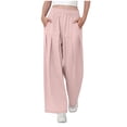 thumbnail image 3 of Bovxnpu Girls Wide Leg Pants Summer Casual Athletic Pants High Waisted Solid Wide Leg Pants With Pockets Pants, 3 of 7