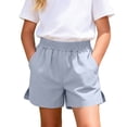 thumbnail image 2 of Favoffer Toddler Kids Shorts Linen Cotton Solid Color Loose Fit Slit Design Casual Bottoms Comfy Loungewear for Summer Home Relax Outdoor Play 12M-11Y, 2 of 9