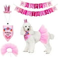 thumbnail image 1 of Bandana de cumpleaños para perro, suministros para fiesta de cumpleaños, falda de tutú rosa, sombrero de corona, bufanda, pancarta de feliz cumpleaños, cumpleaños para niña y perro Adepaton WMPH-851, 1 of 9