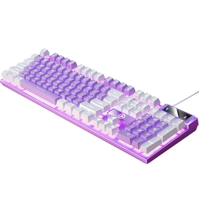 Miulika Gaming Keyboard USB LED Lighting for Game Office , White, White