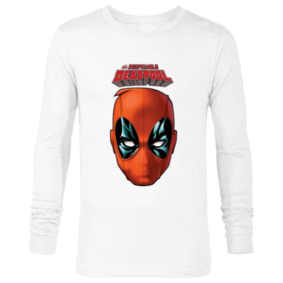Marvel Deadpool Comic The Despicable Deadpool Face & Logo - Long Sleeve T-Shirt for Men - Customized-White