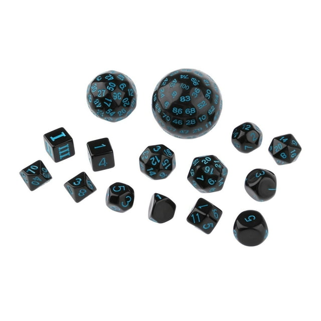 de dados digitales de 15 piezas de varios enseñanza D60 D30 D24 D20 D16 D12 D10 D8 D7 D5 D4 - Azul Yotijar Dados poliédricos