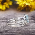 thumbnail image 4 of 10k White Gold 1.75 Carat Cushion Cut Aquamarine Engagement Rings With Twisted Wedding Band Diamonds Halo Design Art Deco, 4 of 5