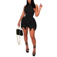 thumbnail image 1 of Txlixc Traje de mujer con chaleco sin mangas de color sólido y pantalones cortos casuales de cuerda de dibujo, con Club Fringe Txlixc moda, 1 of 8